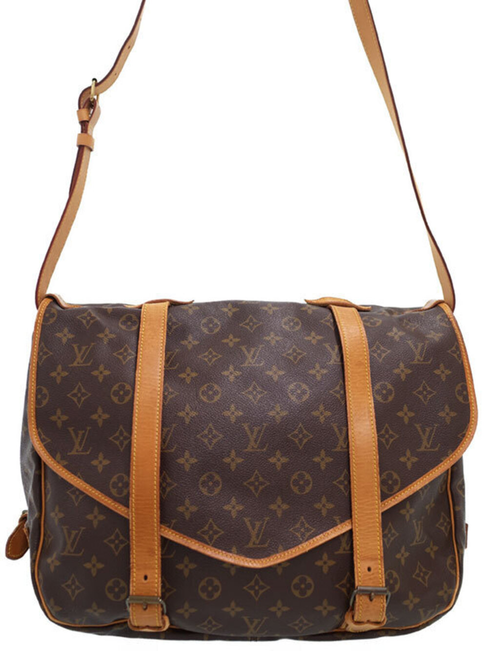 Louis Vuitton Monogram Saumur Crossbody Bag Canvas Leather Brown